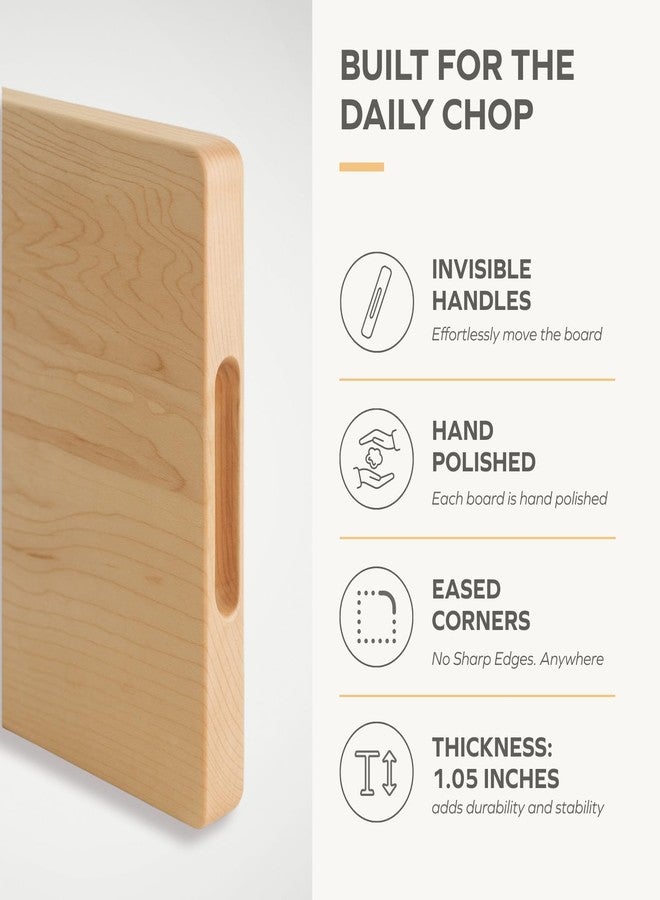 Vandroop Hard Maple Cutting Board for Kitchen 16”X10” - 1.0” Thick, Reversible Wood Cutting Boards with Invisible Inner Handle, Eased Corners, Wooden Chopping Board - Image 4