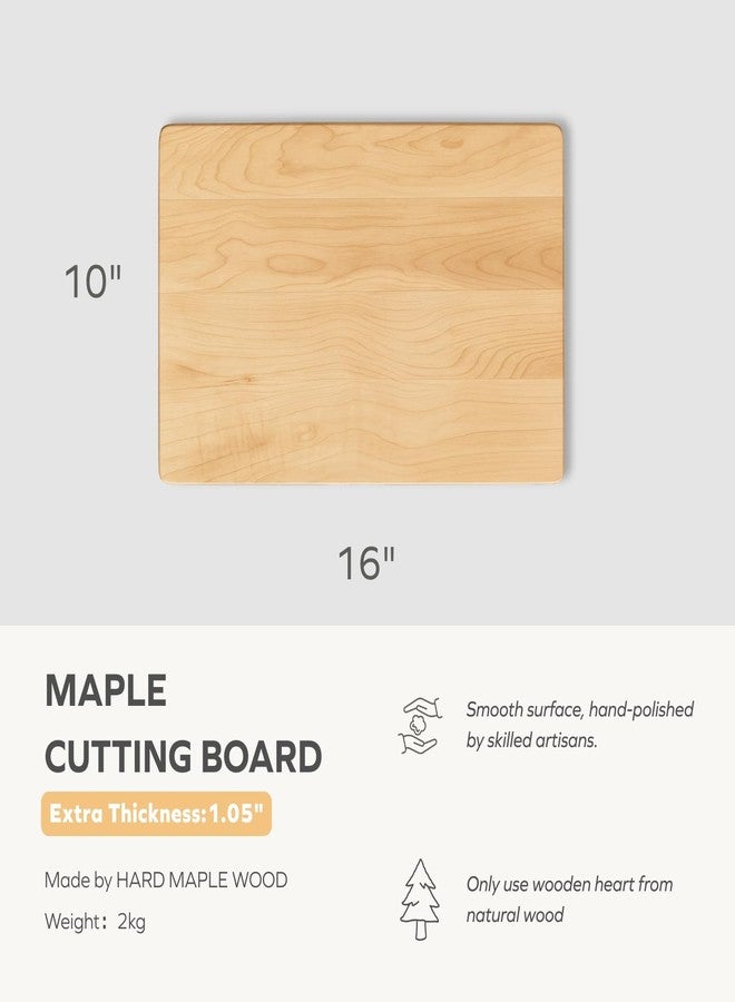 Vandroop Hard Maple Cutting Board for Kitchen 16”X10” - 1.0” Thick, Reversible Wood Cutting Boards with Invisible Inner Handle, Eased Corners, Wooden Chopping Board - Image 2