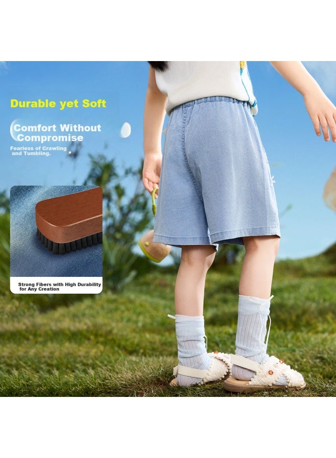 Ask Junior Kids Children's Pants Girls Summer Thin Denim Shorts Loose Fit Versatile Five-point Pants Blue Size 100