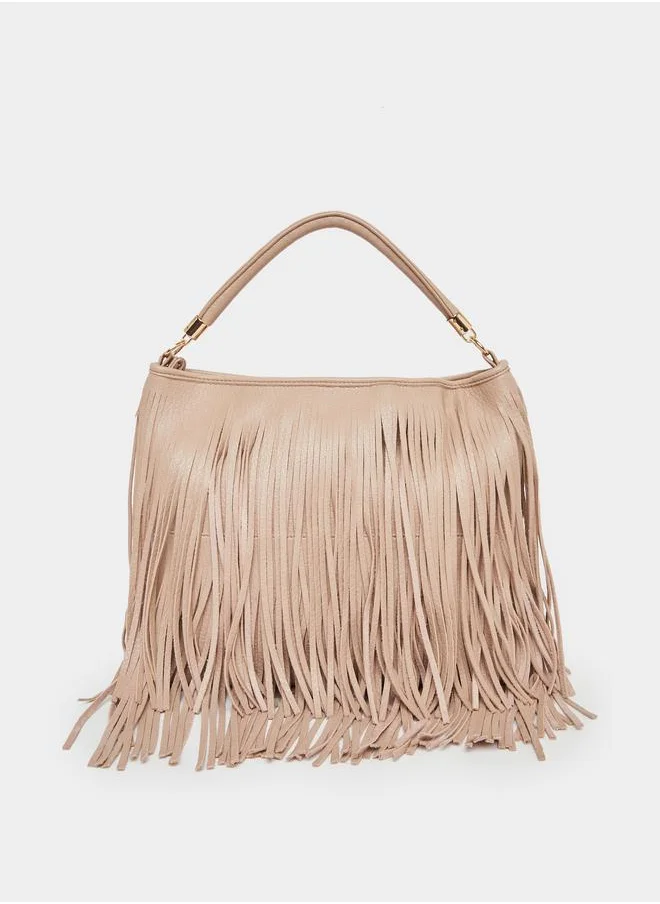 Styli Styli Tasseled Shoulder Bag with Top Handle