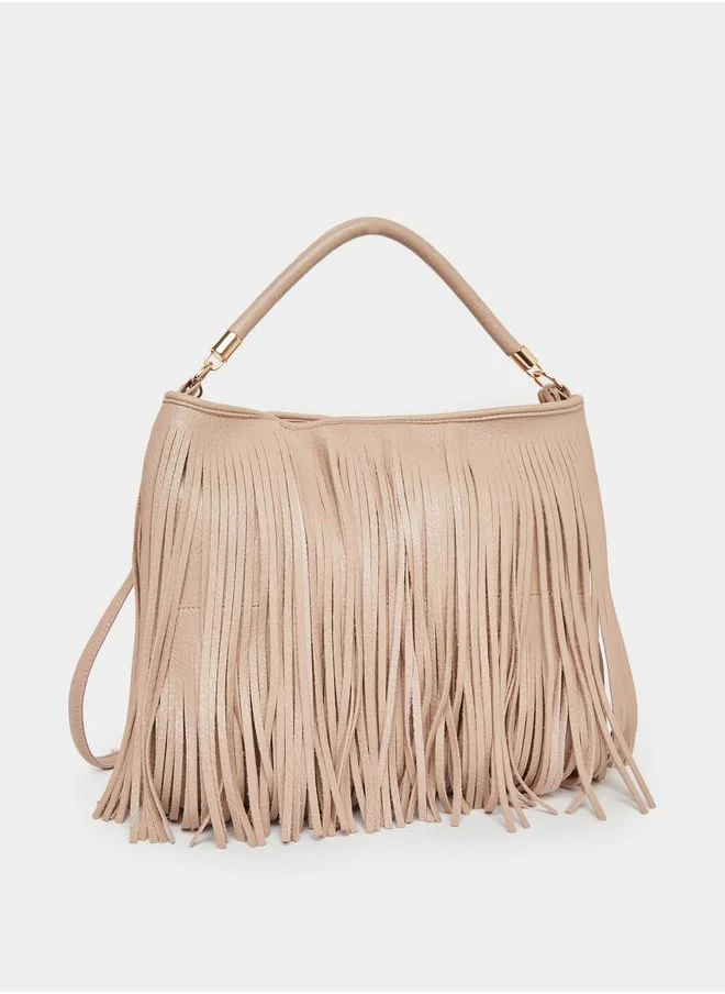 Styli Styli Tasseled Shoulder Bag with Top Handle