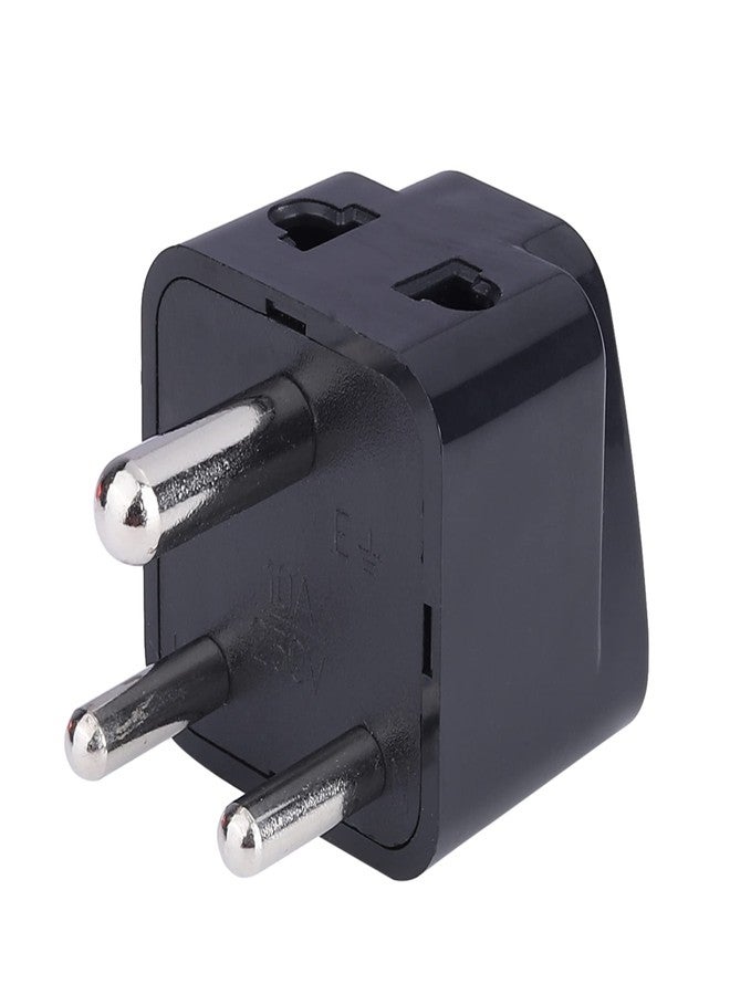 MX Universal Travel Adapter Type D to India - 2‑in‑1 Conversion Plug for UK/USA/China/EU - Surge Protection & Safety Shutters - Black - Image 2