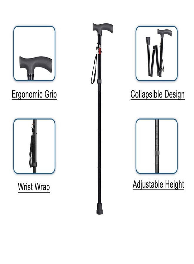 CHEVALIER 4 Fold Folding Walking Stick/Cane for Old People Men/Women, Aluminium, Black - Image 4