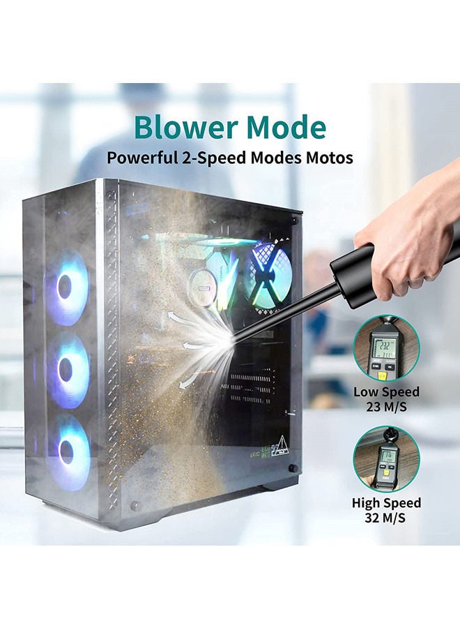 ISank Air Duster & Mini Vacuum Cordless 2 in 1, Powerful 70000RPM/10000PA, 2 Speeds, 7800mAh Electric Compressed Air Blower, Replaces Air Cans for Computer/Keyboard, Car - Image 3