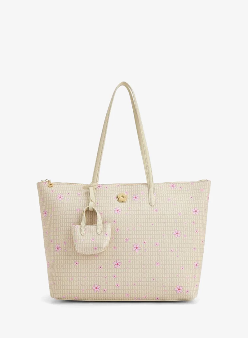 Missy Floral Print School Tote Bag With Coin Pouch - 40x11.5x27.5 CM