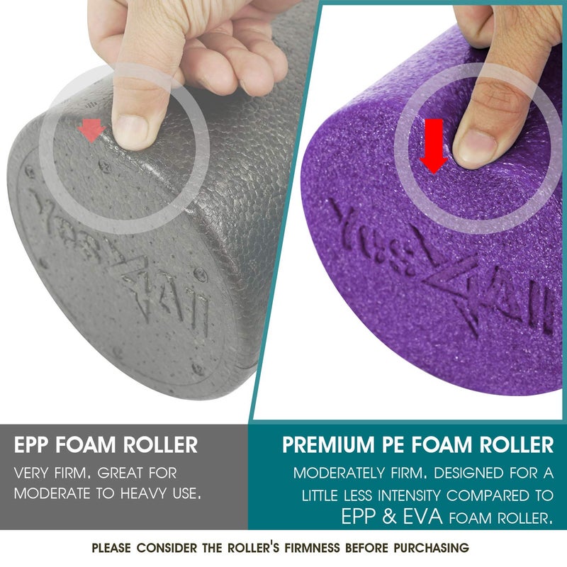 Yes4All Medium Firm Round PE Foam Roller 12, 18, 24, 36 Inches for Pilates, Yoga, Stretching, Balance & Core Exercises - Image 1