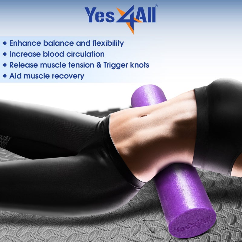 Yes4All Medium Firm Round PE Foam Roller 12, 18, 24, 36 Inches for Pilates, Yoga, Stretching, Balance & Core Exercises - Image 5
