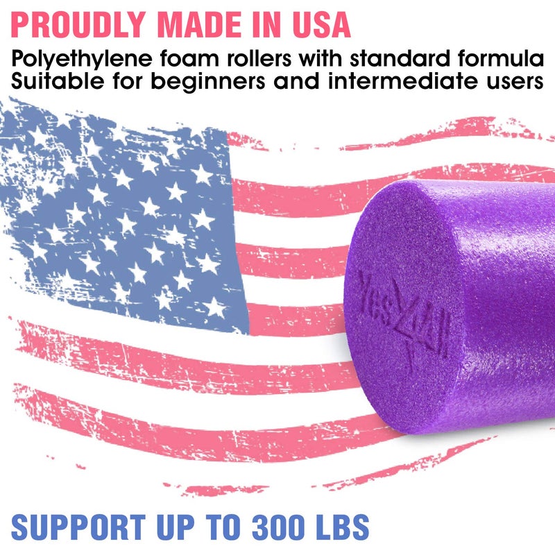 Yes4All Medium Firm Round PE Foam Roller 12, 18, 24, 36 Inches for Pilates, Yoga, Stretching, Balance & Core Exercises - Image 3