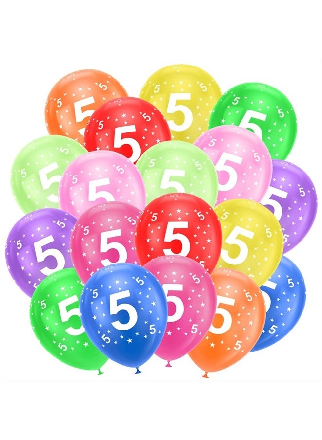 Ainiv 5th Birthday Balloons 18PCS, 12inch Numbers Printed Latex Party Balloons, 5th Anniversary Party Supplies Balloons, Numbers Balloons Decorations for Girls Boys 5 Year Old Birthday Party - Image 1