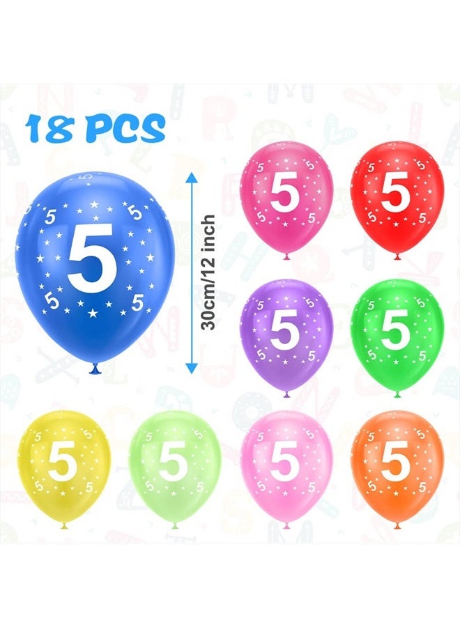 Ainiv 5th Birthday Balloons 18PCS, 12inch Numbers Printed Latex Party Balloons, 5th Anniversary Party Supplies Balloons, Numbers Balloons Decorations for Girls Boys 5 Year Old Birthday Party - Image 2