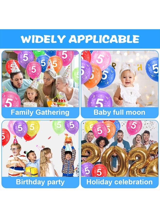 Ainiv 5th Birthday Balloons 18PCS, 12inch Numbers Printed Latex Party Balloons, 5th Anniversary Party Supplies Balloons, Numbers Balloons Decorations for Girls Boys 5 Year Old Birthday Party - Image 4