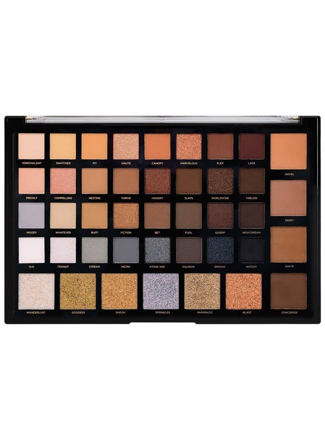 Profusion Cosmetics لوحة ظلال العيون مكونة من 42 لون من حجر القمر غير لامع ساتان لامع معدني نود دخاني مستحضرات تجميل مسحوق عالي الصبغة يدوم طويلاً وقابل للمزج - Image 1