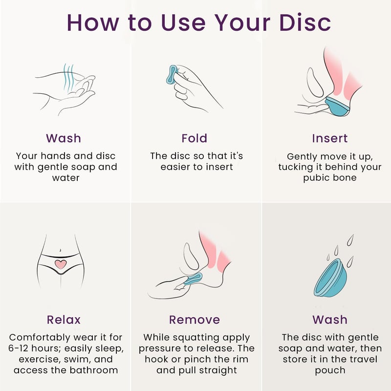 ecoblossom Reusable Period Disc - Soft Period Disc for Women (Small/Large (Teal & Magenta)) - Image 4