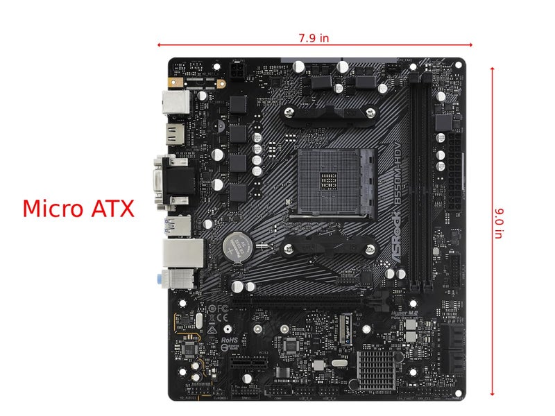 ASRock B550M-HDV Socket AM4 Micro-ATX Motherboard, Supports AMD Ryzen 5000/4000/3000 Series Processors, DDR4 4733+(OC), PCIe 4.0, Gigabit LAN - Image 2