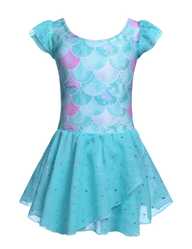 Arshiner Girls Ruffle Sleeve Ballet Dance Dress Tutu Skirted Leotard - Image 1