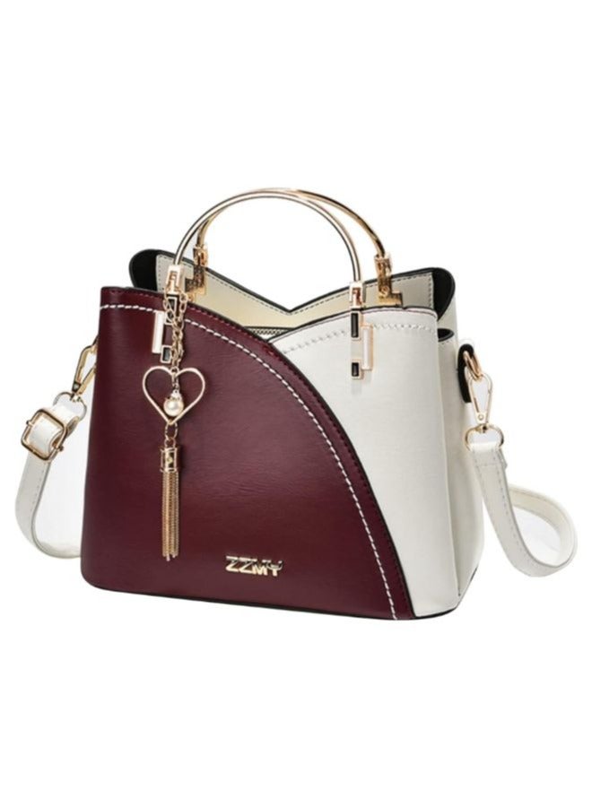 Classy Maroon Leather Handbag for Women with Three Compartments - The Perfect Blend of Style and Functionality - Image 1