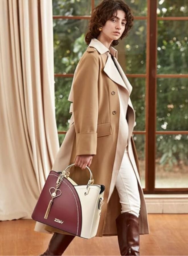 Classy Maroon Leather Handbag for Women with Three Compartments - The Perfect Blend of Style and Functionality - Image 4