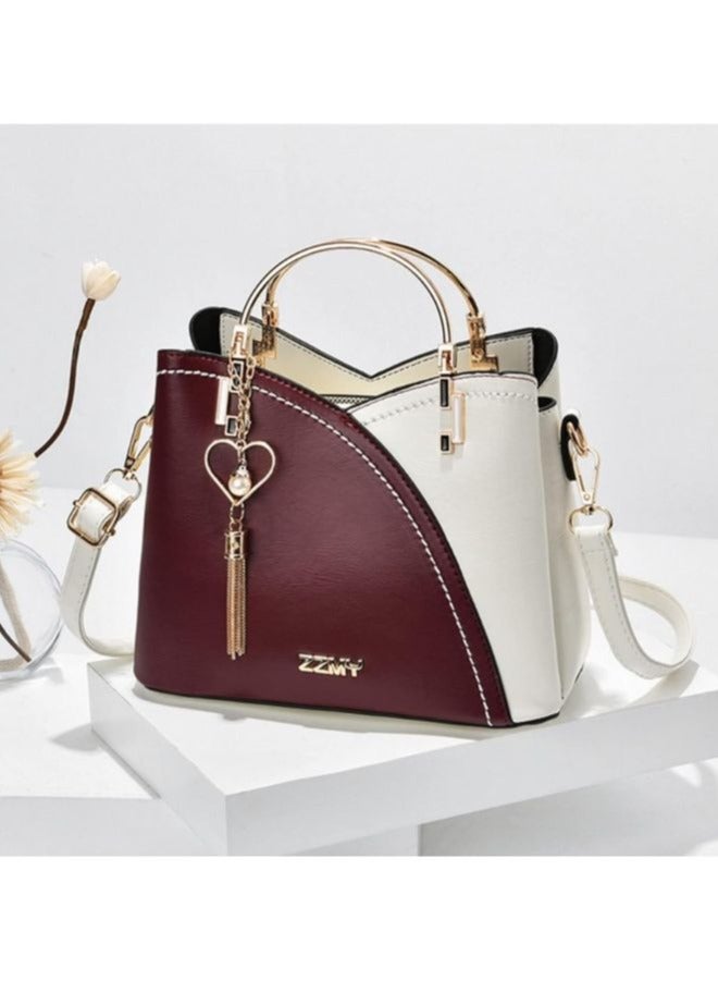 Classy Maroon Leather Handbag for Women with Three Compartments - The Perfect Blend of Style and Functionality - Image 5