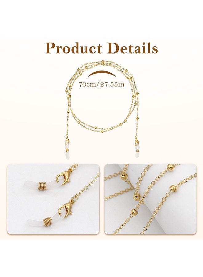 Wffo 2 PCS Metal Glasses Chains for Men Women, Eyewear Strap Holders Hanging Neck Rope Lanyard Eyeglasses Accessory (Gold/Silver) - Image 2