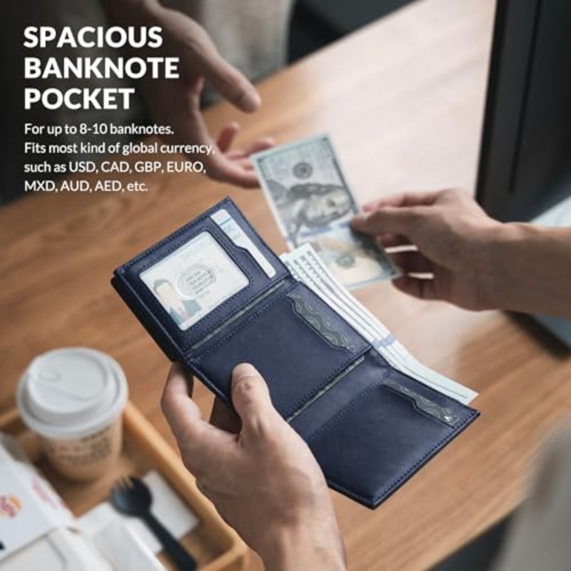 Credit Card Holder for Daily Commute: Genuine Leather, Black, RFID Blocking + Pop-Up Mechanism + Banknote Compartment + ID Window + Coin Pocket + Magnetic Closure - Image 4