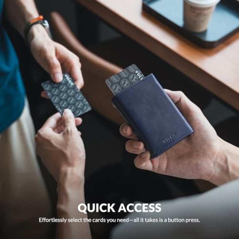 Credit Card Holder for Daily Commute: Genuine Leather, Black, RFID Blocking + Pop-Up Mechanism + Banknote Compartment + ID Window + Coin Pocket + Magnetic Closure - Image 3