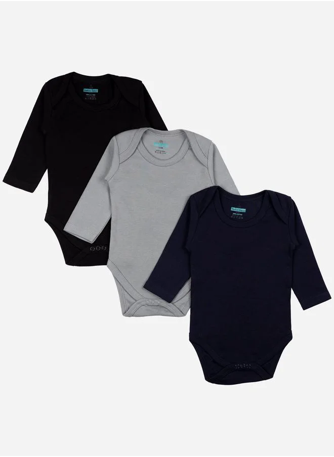 Babies Basic Pack of 3 - Solid Long Sleeves Bodysuit by Styli