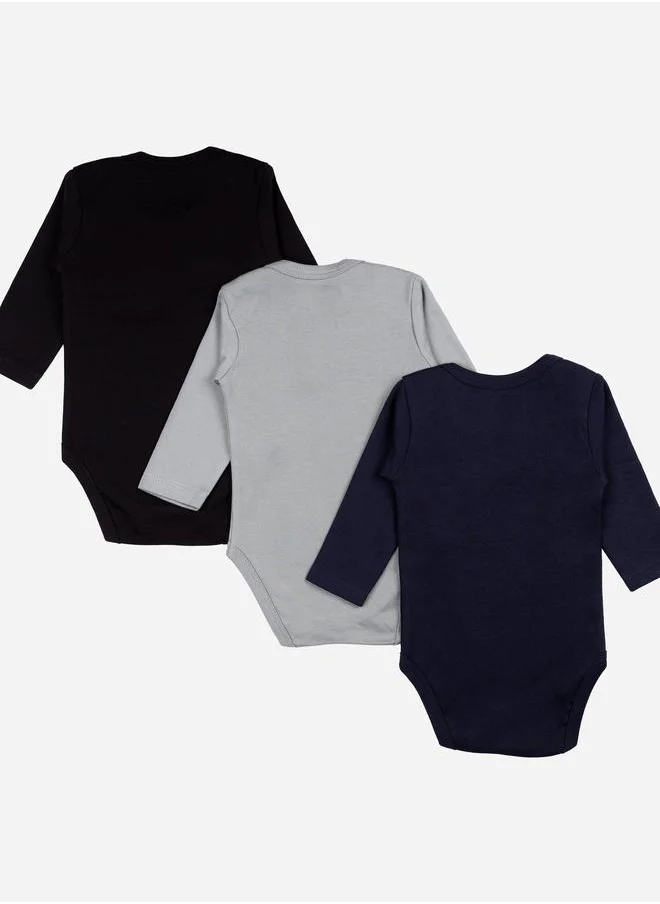 Babies Basic Pack of 3 - Solid Long Sleeves Bodysuit by Styli