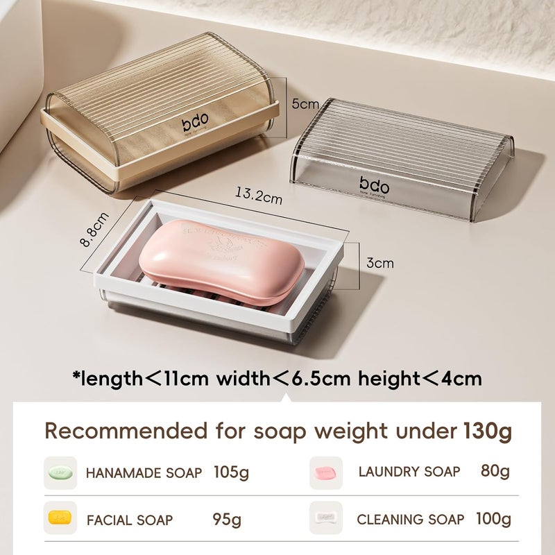 SHOTAY Large Soap Box, Detachable Soap Dish Holder, Durable Soap Case with Grooves Drain, Easy to Clean Plastic Bar Soap Holder Dish for Shower, Bathroom, Kitchen - Beige - 1Pcs - Image 2
