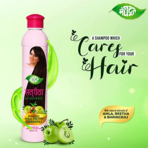 Meghdoot Ayurvedic Satreetha Shampoo Enriched With Natural Extracts of Amla, Reetha & Bhringraj For Hair Fall Control & Scalp Acne, Healthy Hair, Men & Women, Pack of 300ml Each (Pack of 2) - Image 2