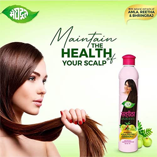 Meghdoot Ayurvedic Satreetha Shampoo Enriched With Natural Extracts of Amla, Reetha & Bhringraj For Hair Fall Control & Scalp Acne, Healthy Hair, Men & Women, Pack of 300ml Each (Pack of 2) - Image 3