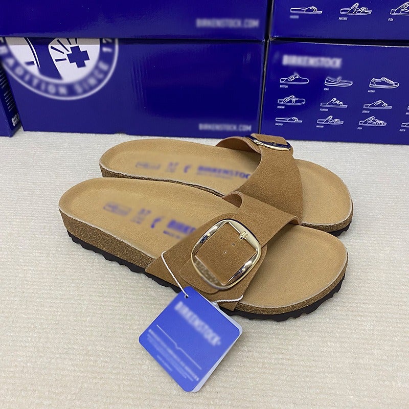 2026 European Fashion One-Strap Thick Sandals Genuine Leather Round Toe EVA Sole - Image 3
