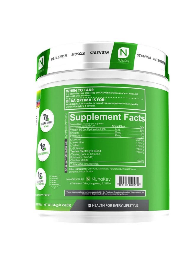 NutraKey Bcaa Optima Post Workout Recovery Complex No Sugar No Carb Recovery Aid Rainbow - Image 3