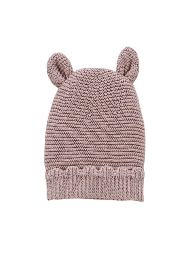 LAWKUL Baby Beanie Hat Winter 100% Cotton with Cute Bear Ear Cap Soft Warm for Infant Toddler Boy Girl 0-6 Months, Pink, 3-18 Months - Image 1