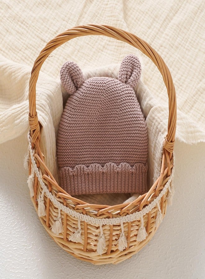 LAWKUL Baby Beanie Hat Winter 100% Cotton with Cute Bear Ear Cap Soft Warm for Infant Toddler Boy Girl 0-6 Months, Pink, 3-18 Months - Image 5