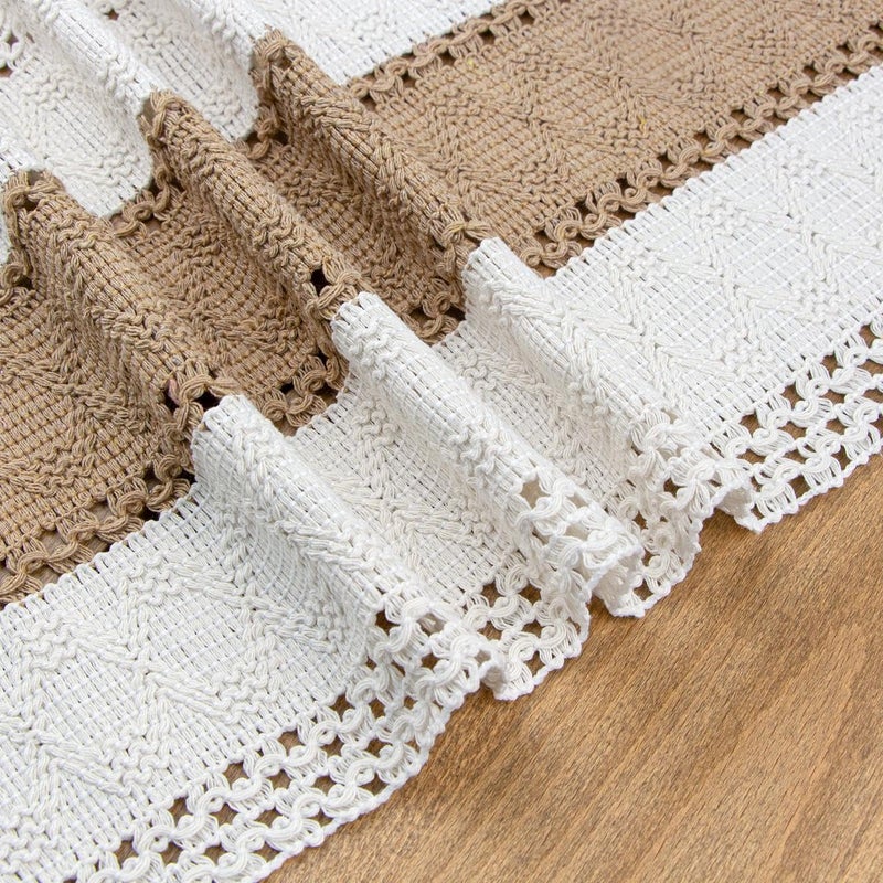 FEXIA Boho Table Runner for Home Decor with Out Tassels 72 Inches Long Farmhouse Rustic Table Runner Macrame Burlap Table Decoration for Living Room Bridal Shower(12x72 Inches) - Image 4