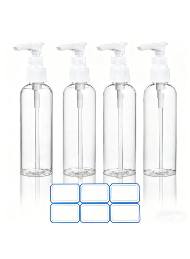 DTDNZKN 4 Pack 34 Oz 100ml TSA Approved Travel Pump Bottles for Toiletries Clear Travel Size Bottles Leak Proof with Labels - Image 1