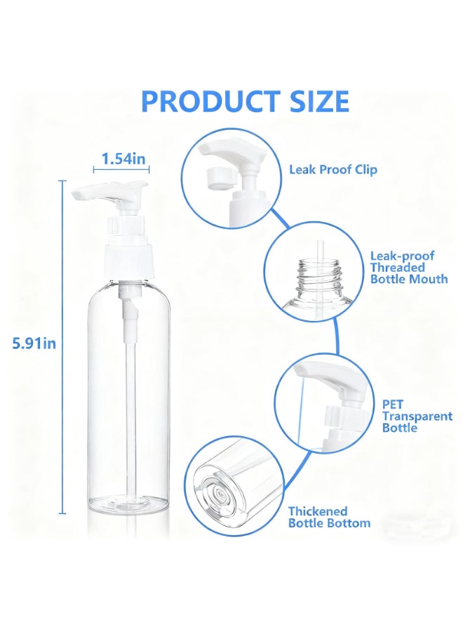 DTDNZKN 4 Pack 34 Oz 100ml TSA Approved Travel Pump Bottles for Toiletries Clear Travel Size Bottles Leak Proof with Labels - Image 4
