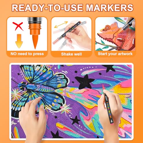 NICETY 180 Acrylic Paint Markers, Acrylic Paint Pens Brush Tip for Rock Painting, Wood, Glass, Stone, Canvas, Ceramic, Fabric - Acrylic Markers DIY Craft & Art Supplies for Adults, Artists - Image 3