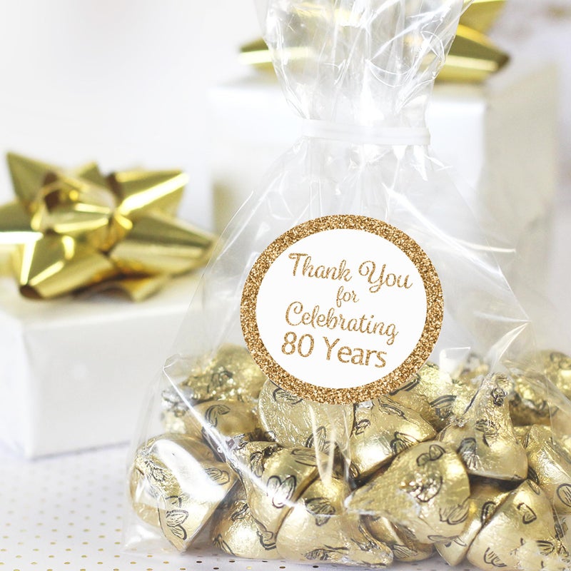 DISTINCTIVS White and Gold 80th Birthday Thank You Stickers - 1.75 in - 40 Labels - Image 5