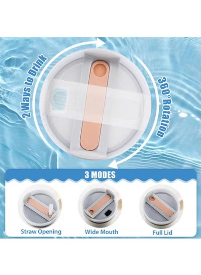 Peachjoy 2 Pack Lid Replacement 40 oz Tumbler with Handle for Cup 2.0 Version - 6 Pcs Extra Long Reusable Straws and H2.0 Silicone Spill Proof Stopper - Spill Resistant Covers 3 Set - Image 5