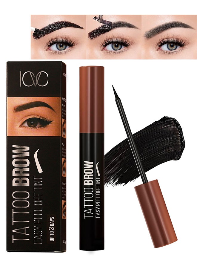ICVC Tattoo Brow, Peel Off Tint Long Lasting And Easy, Easy Peel Off Tin, 3 Days Peel Off Tint Tattoo Eyebrow Gel Enriched With Royal Jelly And Aloe Vera Waterproof And Smudge Proof Peel Off Tint, Natural Black - Image 1