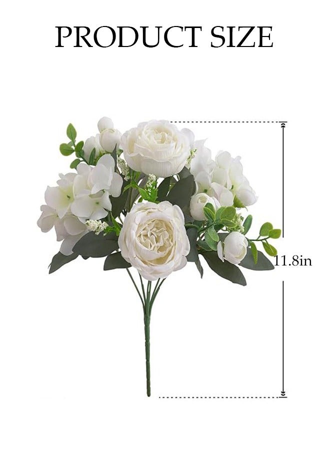 DUNISO طقم باقة زهور بيوني اصطناعية مكون من 2 قطعة، زهور بيوني اصطناعية وبراعم زهور، زهور مزخرفة مزيفة، زينة باقات الزفاف المنزلية، تستخدم لتزيين المنزل، المكتب، طاولة الغرفة، طاولة المكتب - Image 2