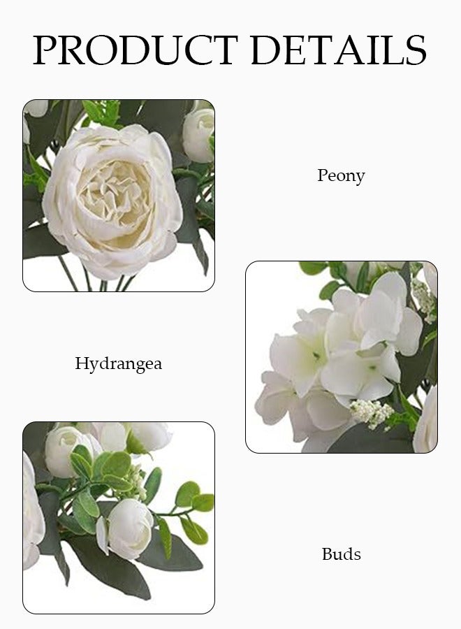 DUNISO طقم باقة زهور بيوني اصطناعية مكون من 2 قطعة، زهور بيوني اصطناعية وبراعم زهور، زهور مزخرفة مزيفة، زينة باقات الزفاف المنزلية، تستخدم لتزيين المنزل، المكتب، طاولة الغرفة، طاولة المكتب - Image 3