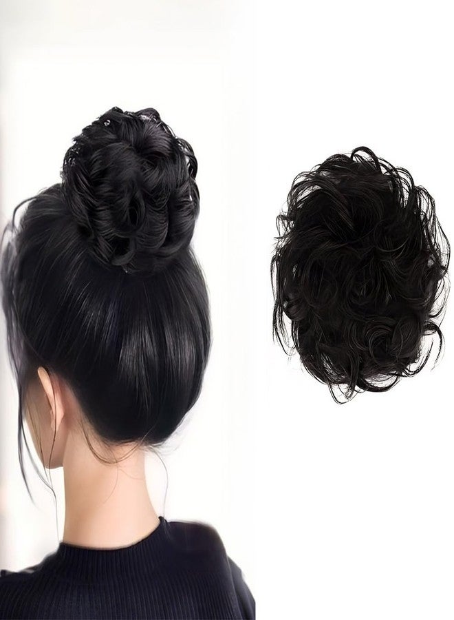 BLUSHIA 1PCS Messy Bun Hair Piece Synthetic Hair Extension Black, Pack of 1 - Image 2