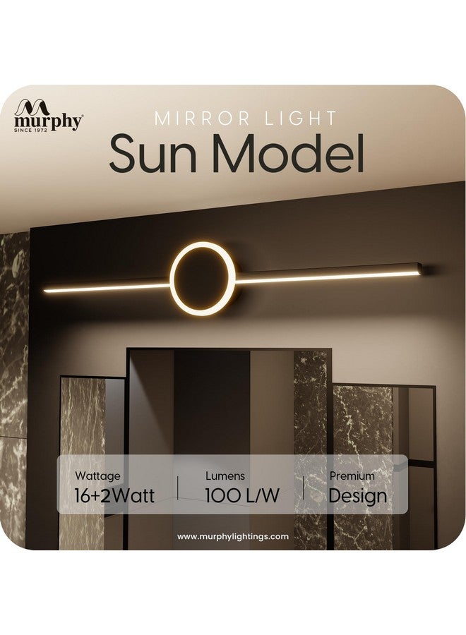 MURPHY Murphy Sun 16+2W LED Picture Frame & Dressing Table Light - Black Finish, 3-Color Dimmable (White, Warm White, Natural White) - Pack of 2  - Image 2
