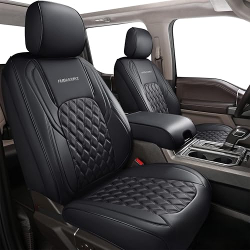 Huidasource Wrangler JK Seat Cover 4 Door, Waterproof Leather Custom Car Seat Cover, Front&Rear Seat Cushion Protector Fit for Jeep Wrangler JK 4-Door Sahara Sport Rubicon 2007-2017(Full Set/Black) - Image 1