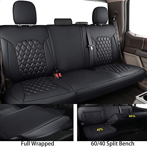 Huidasource Wrangler JK Seat Cover 4 Door, Waterproof Leather Custom Car Seat Cover, Front&Rear Seat Cushion Protector Fit for Jeep Wrangler JK 4-Door Sahara Sport Rubicon 2007-2017(Full Set/Black) - Image 3