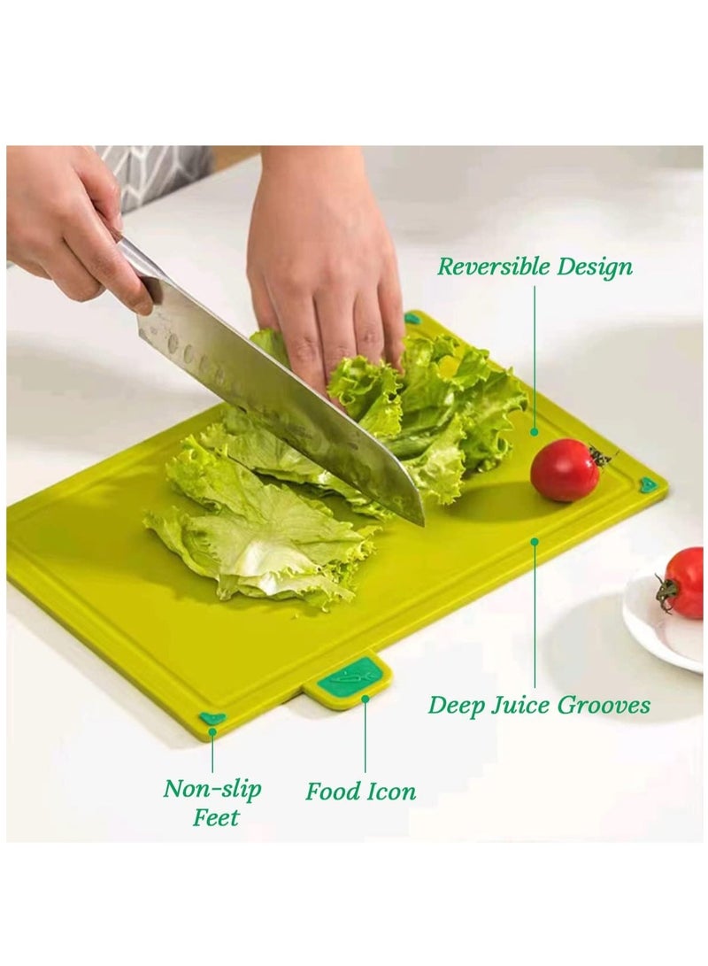 Hihonor Cutting Boards, 4pcs Chopping Board Kit with Drainage Holder Stand&Easy Gripped Handle Color Marked Cutting Boards Non-slip Durable Kitchen Food Cutting Mats Set for Meat Fruit Vegetable Fish  - Image 2