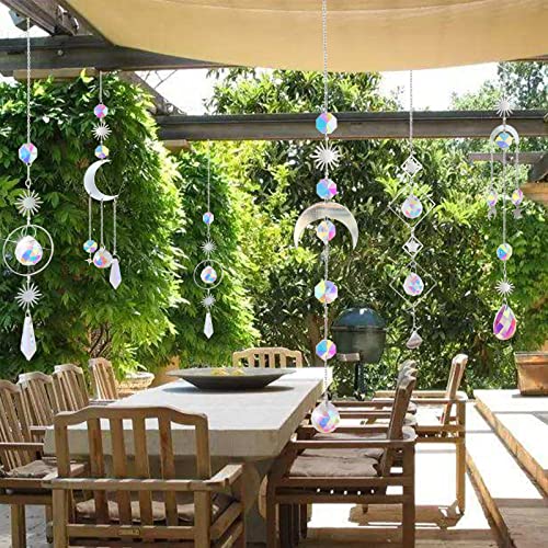 ilclviz 6Pieces Crystal Suncatchers for Window Hanging Sun Catcher with Chain Rainbow Maker Crystal Prisms Decor for Home Garden Party Wedding Ornament Gift Mother Daughter - Image 5