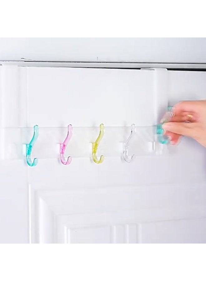 1pcs Minimalist Plastic Door Hook, Wall Hanging No Drilling Required Clothes Rack, Bathroom Holder With 5 Hooks, Bedroom Storage Hanging Clothes Hanger Hook - Image 5